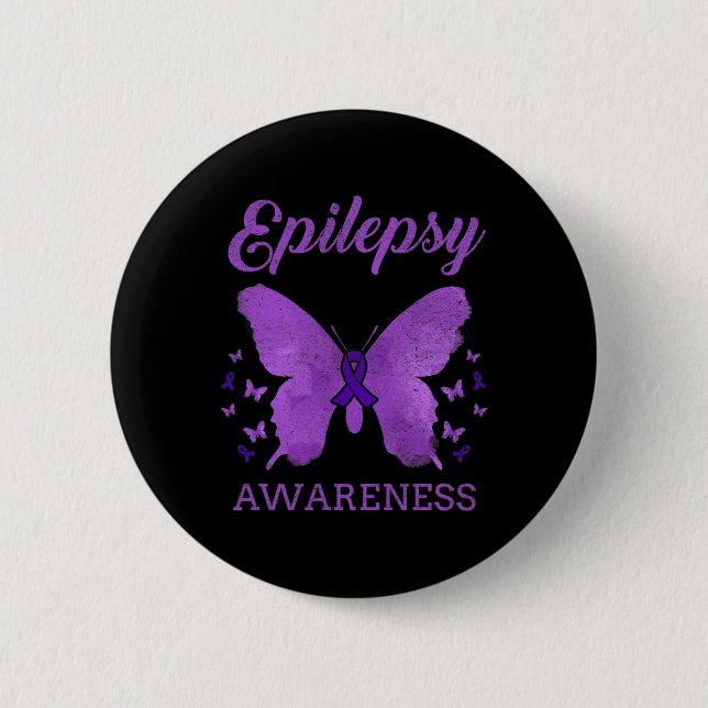 Epilepsy Awareness Butterfly Vintage  Button (Front)