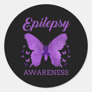 Epilepsy Awareness Butterfly Vintage  Classic Round Sticker