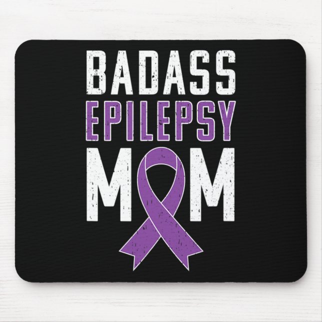 Epilepsy Awareness Byd Epilepsy Mom Purple Ribbon  Mouse Pad (Front)