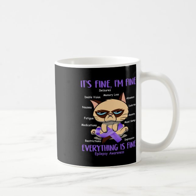 Epilepsy Awareness Cat Your Battle Is My Battle Gi Coffee Mug (Right)