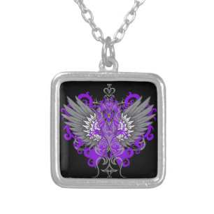 Epilepsy Awareness Cool Wings Silver Plated Necklace