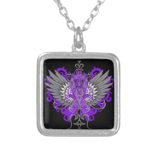 Epilepsy Awareness Cool Wings Silver Plated Necklace