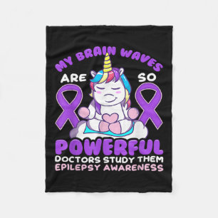 Epilepsy Awareness Cute Unicorn Purple Ribbon Fun  Fleece Blanket