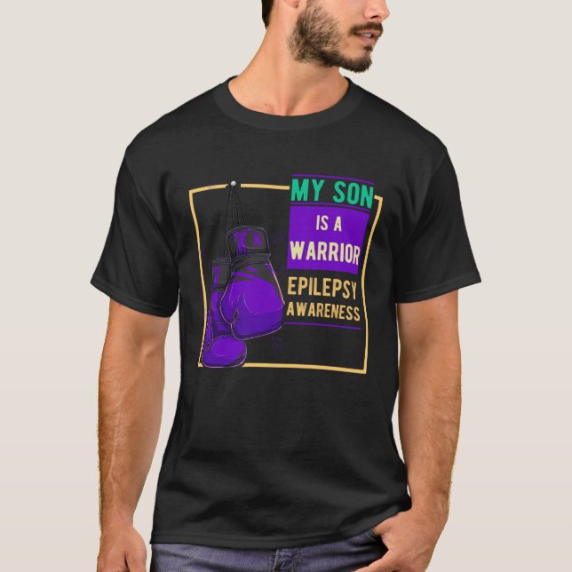 Epilepsy Awareness Day Purple Ribbon Proud Mom Dad T-Shirt (Front)