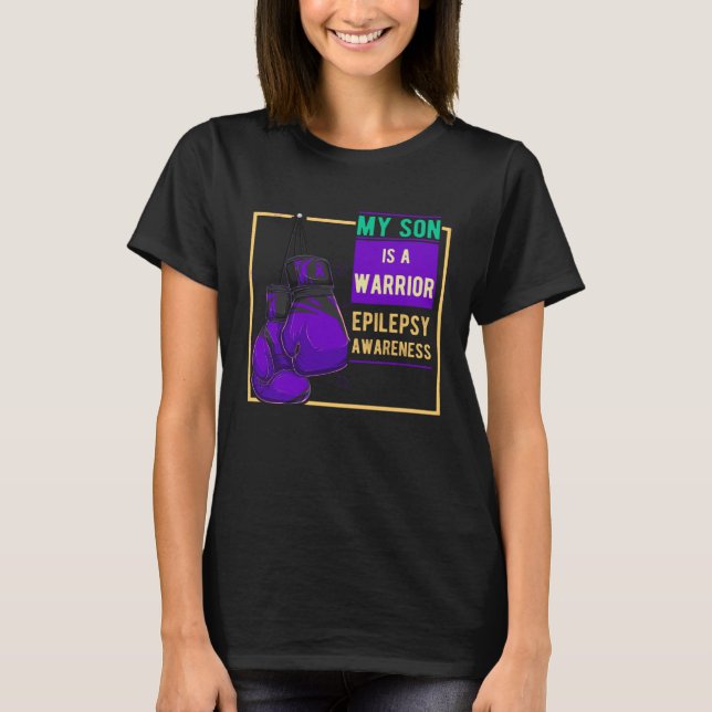 Epilepsy Awareness Day Purple Ribbon Proud Mom Dad T-Shirt (Front)