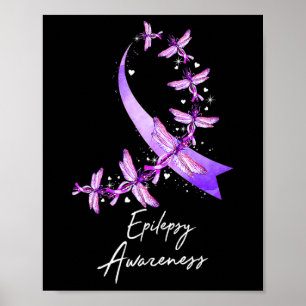 Epilepsy Awareness Dragonfly November We Wear Purp Poster