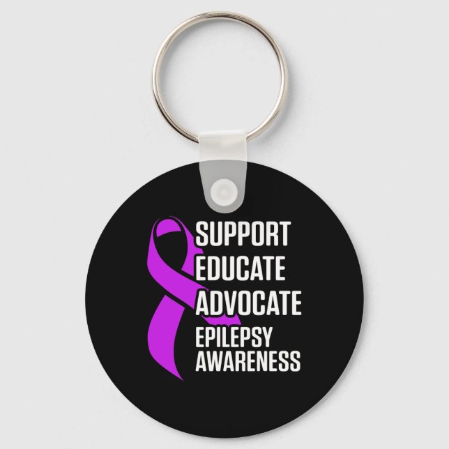 Epilepsy Awareness Educate Epileptic Warrior Survi Keychain (Front)