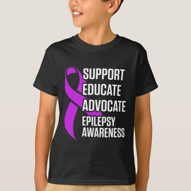 Epilepsy Awareness Educate Epileptic Warrior Survi T-Shirt (Front)