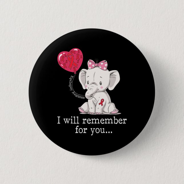 Epilepsy Awareness Elephant  Button (Front)