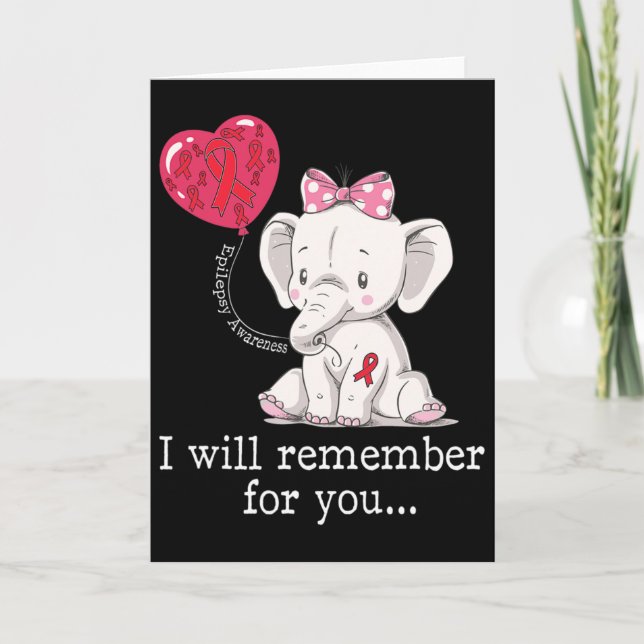 Epilepsy Awareness Elephant  Card (Front)