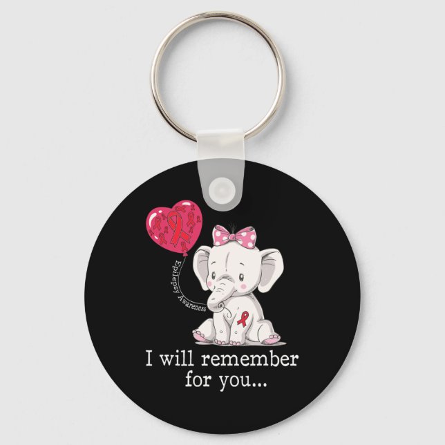 Epilepsy Awareness Elephant  Keychain (Front)
