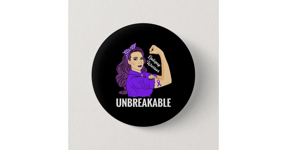 Epilepsy Awareness Epileptic Purple Ribbon Warrio Button | Zazzle