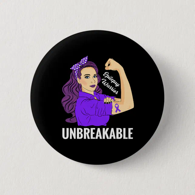 Epilepsy Awareness Epileptic Purple Ribbon Warrio Button | Zazzle