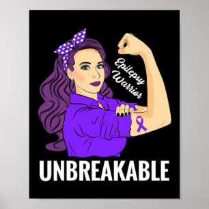 Epilepsy Awareness Epileptic Purple Ribbon Warrio Poster