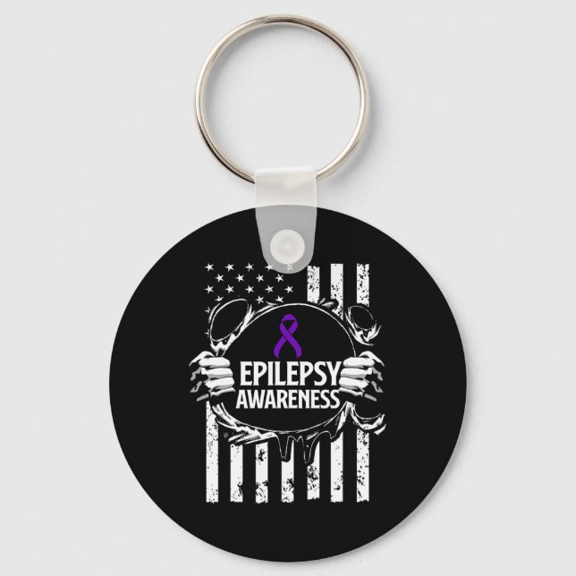 Epilepsy Awareness Epileptic Warrior Survivor 16  Keychain (Front)