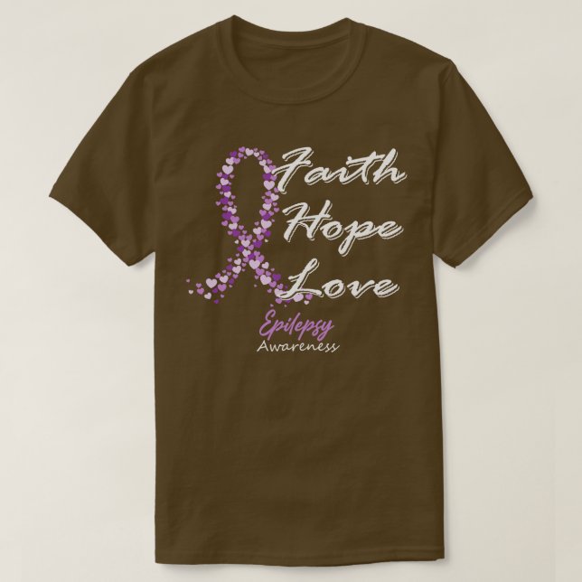 Epilepsy Awareness Faith Hope Love In This Family  T-Shirt (Design Front)