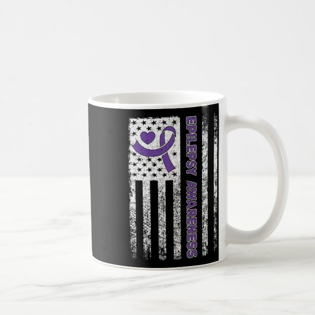 Epilepsy Awareness Flag Purple Ribbon Epilepsy War Coffee Mug (Right)
