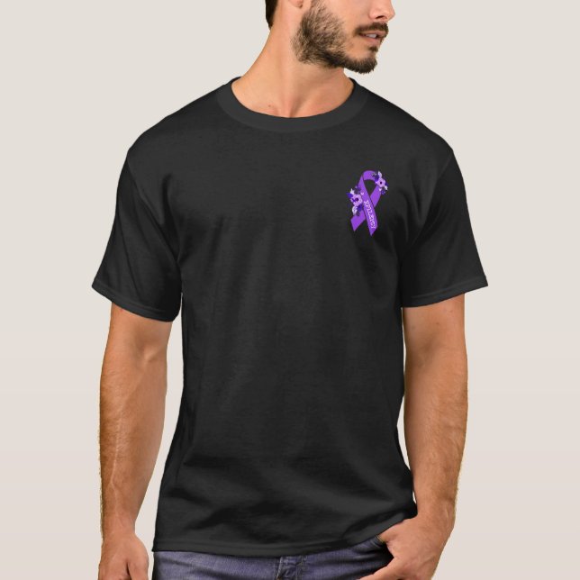 Epilepsy Awareness Floral Purple Ribbon Chronic Pa T-Shirt (Front)