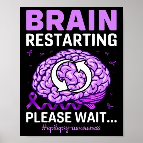 Epilepsy Awareness Funny Brain Restarting Please W Poster