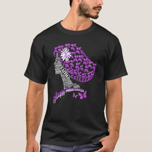 Epilepsy Awareness Girl Purple Butterflies Purple  T_Shirt