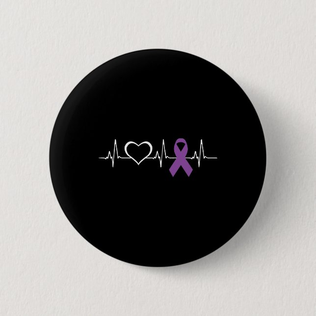 Epilepsy Awareness Heart bit Ribbon  Button (Front)