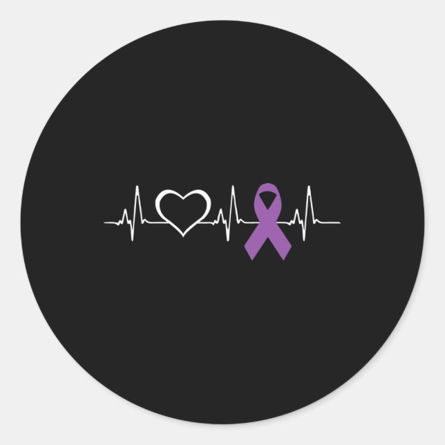 Epilepsy Awareness Heart bit Ribbon  Classic Round Sticker (Front)
