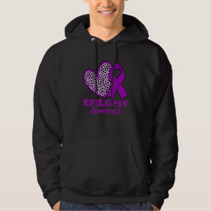 Epilepsy Awareness Heart Purple Ribbon Hoodie