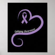 Epilepsy Awareness Heart Ribbon Poster