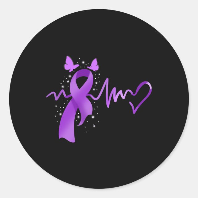 Epilepsy Awareness Heartbeat  Classic Round Sticker (Front)