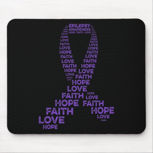 Epilepsy Awareness Hope Faith Love Purple Ribbon W Mouse Pad