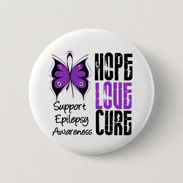 Epilepsy Awareness Hope Love Cure Pinback Button (Front)