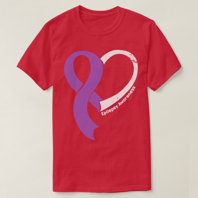 Epilepsy Awareness Hople Love Heart Ribbon Happy V T-Shirt (Design Front)