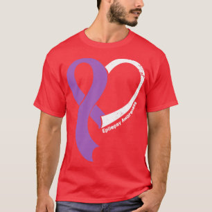 Epilepsy Awareness Hople Love Heart Ribbon Happy V T-Shirt