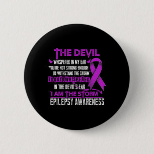 Epilepsy Awareness I am the Storm Devil Button