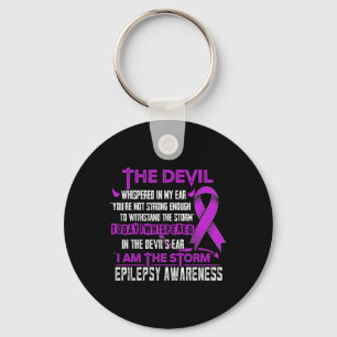 Epilepsy Awareness I Am The Storm Devil Keychain