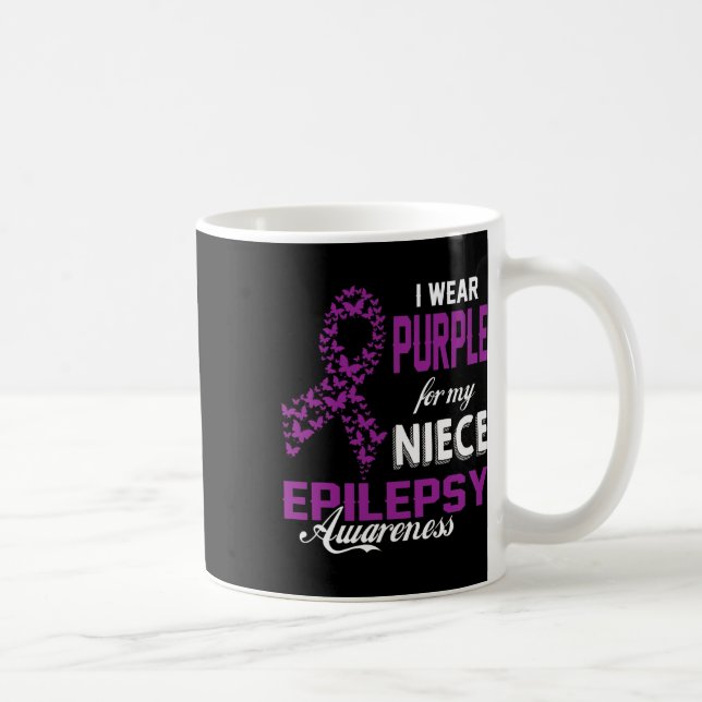 Epilepsy Awareness I Wear Purple For My Niece Fami Coffee Mug (Right)