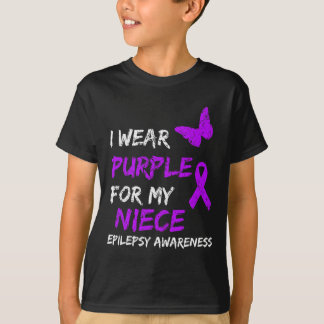 Epilepsy Awareness I Wear Purple For My Niece Ribb T-Shirt