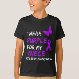 Epilepsy Awareness I Wear Purple For My Niece Ribb T-Shirt