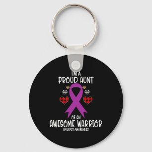Epilepsy Awareness I'm Proud Aunt Of Awesome Warri Keychain