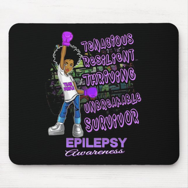 Epilepsy Awareness Melanin Black Women Unbreakable Mouse Pad (Front)