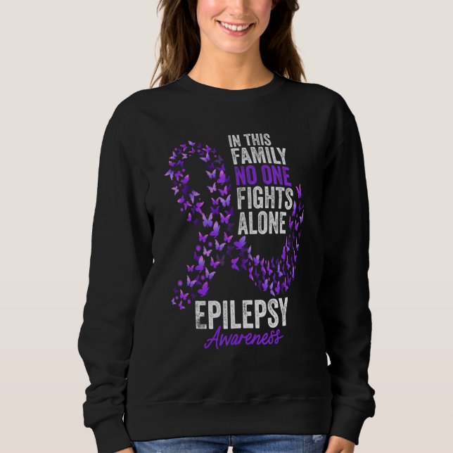 Epilepsy Awareness Month Butterflies Purple Ribbon Sweatshirt (Front)