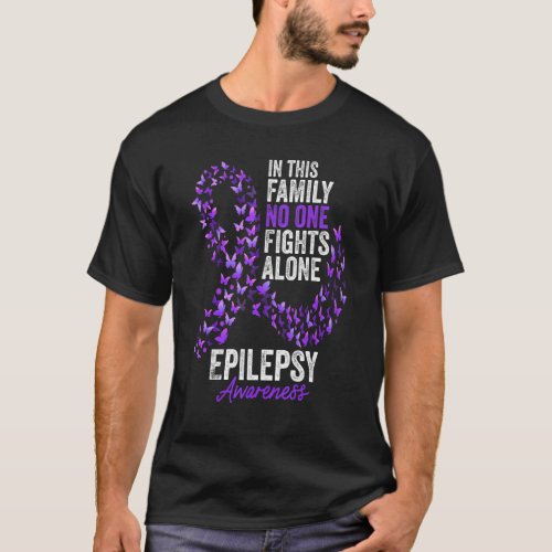 Epilepsy Awareness Month Butterflies Purple Ribbon T_Shirt
