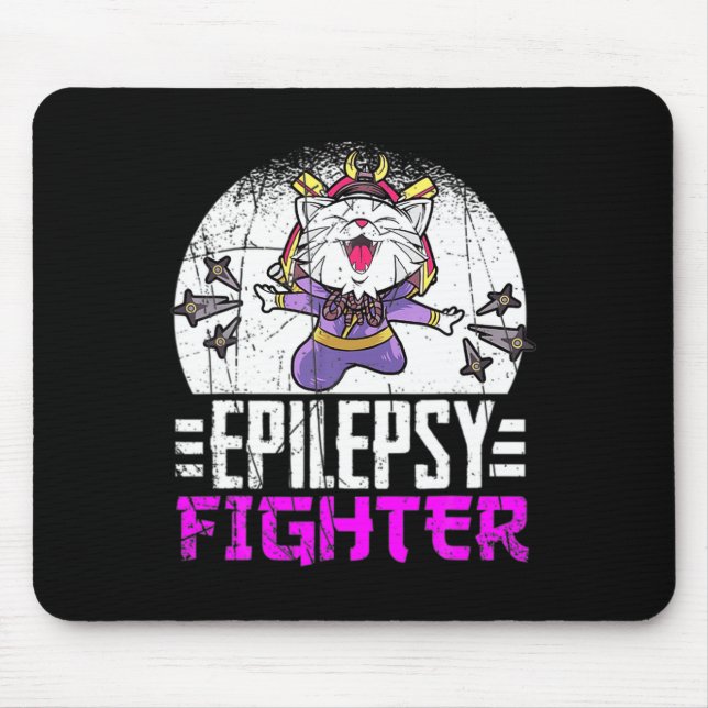 Epilepsy Awareness Month Ninja Cat Epilepsy Fighte Mouse Pad (Front)