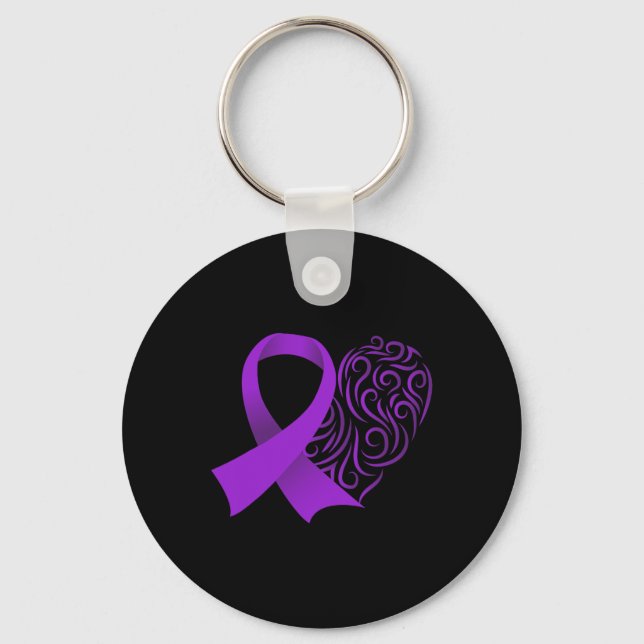Epilepsy Awareness Month Purple Ribbon Advocacy Ep Keychain (Front)
