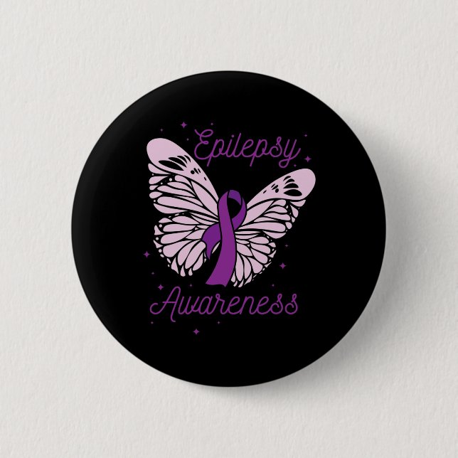 Epilepsy Awareness Month Purple Ribbon Advocate Ep Button (Front)