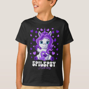 Epilepsy Awareness Month Purple Ribbon Unicorn T-Shirt