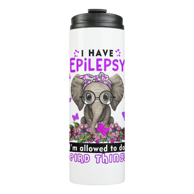 Epilepsy Awareness Month Ribbon Gifts Thermal Tumbler (Front)