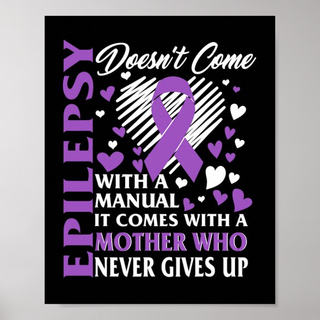 Epilepsy Awareness Mother Purple Ribbon Seizure Di Poster (Front)