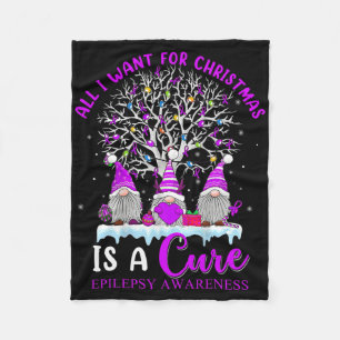 Epilepsy Awareness Ornament Christmas Tree Gnomes Fleece Blanket