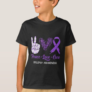 Epilepsy Awareness Peace Love Cure Leopard T-Shirt
